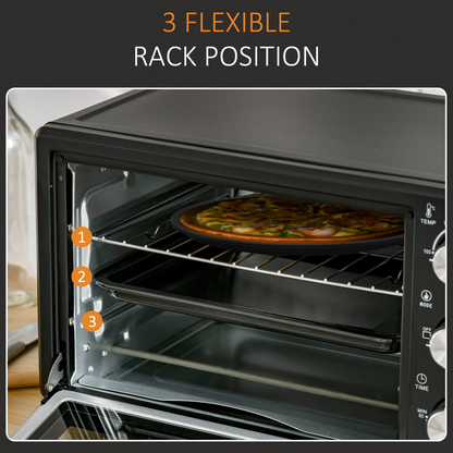 21L Mini Oven Toaster, 1400W Grill, 0–60min Timer, Bake Tray & Rack, 230°C
