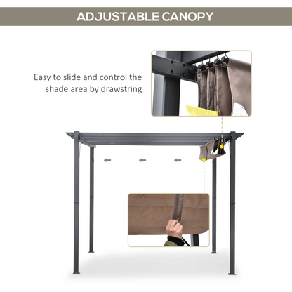 3x3m Pergola Awning Canopy, Brown/Black - Weatherproof Outdoor Cover