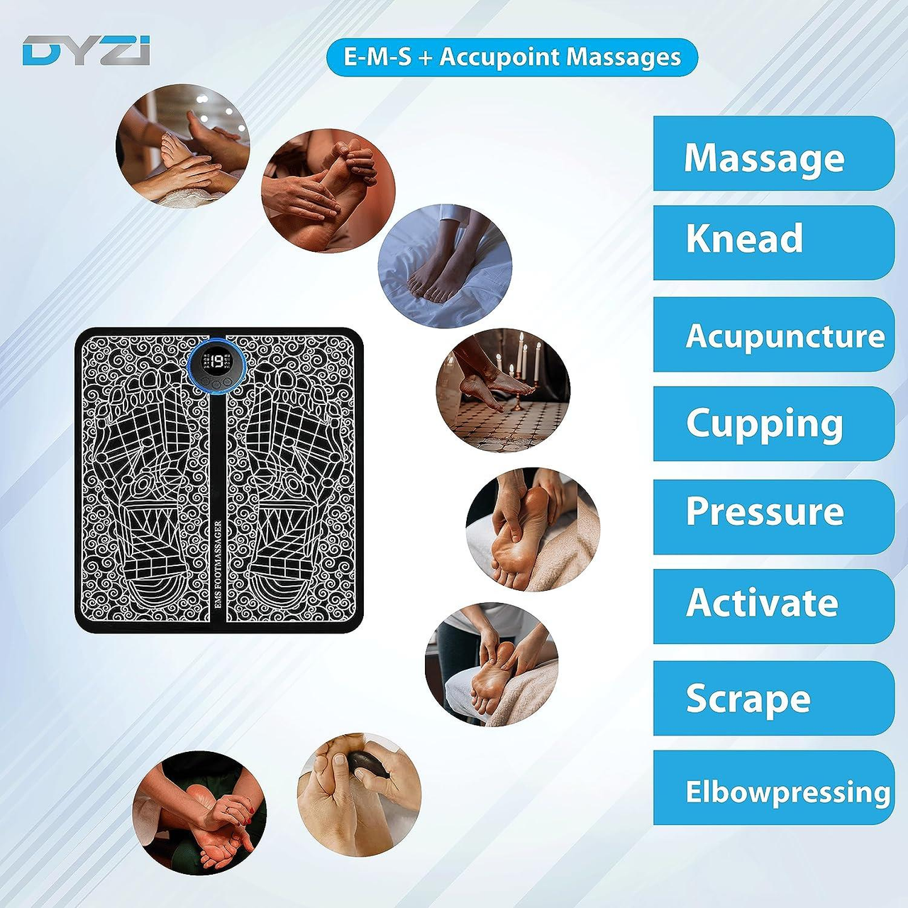Dyzi EMS Foot Massager Rechargeable Electrical Muscle Stimulation for Pain Relief
