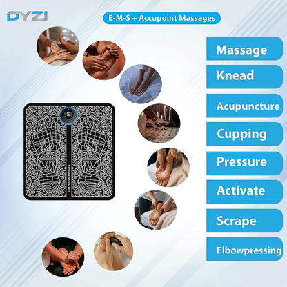 Dyzi EMS Foot Massager Rechargeable Electrical Muscle Stimulation for Pain Relief
