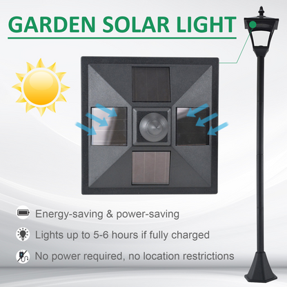 1.2M Dimmable Solar Post Light Outdoor Garden LED Lantern, IP44, Black