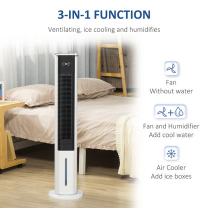 Quiet Evaporative Air Cooler with Humidifier & Ice Cooling Fan, White (HTML)