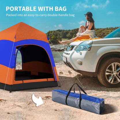 4-Person Pop-Up Hexagon Camping Tent, Portable Family Shelter with Stakes & Ropes