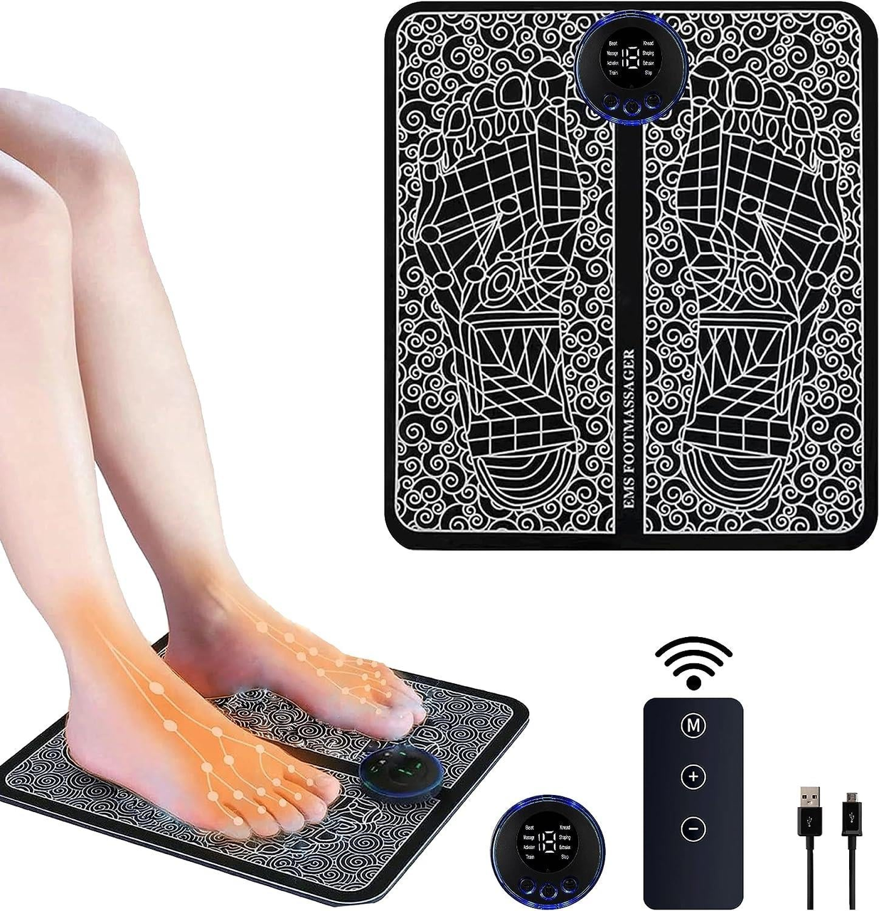 Dyzi EMS Foot Massager Rechargeable Electrical Muscle Stimulation for Pain Relief
