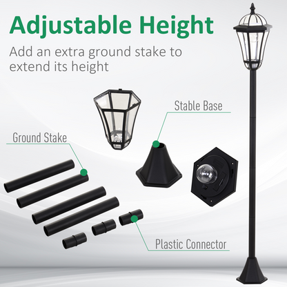 2-Pack Solar LED Garden Post Lights Adjustable Height UV Sensor Lantern, Black