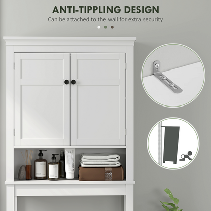 HOMCOM 3-Tier Over Toilet Storage Cabinet with Adjustable Shelves, White