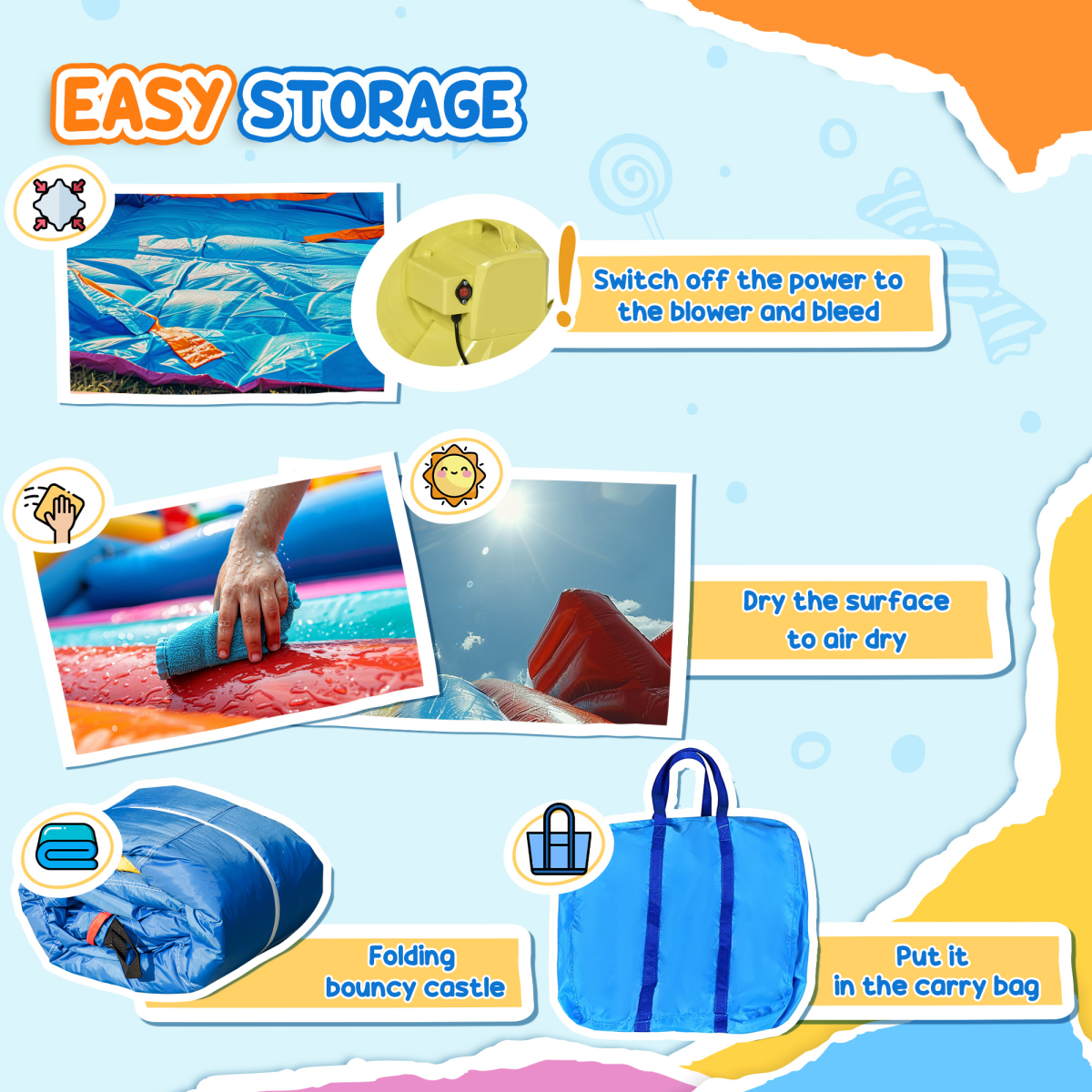 HOMCOM Inflatable Bouncy Castle with Slide & Mesh Net, Kids Jumping 3-10Y (300x180x160cm)
