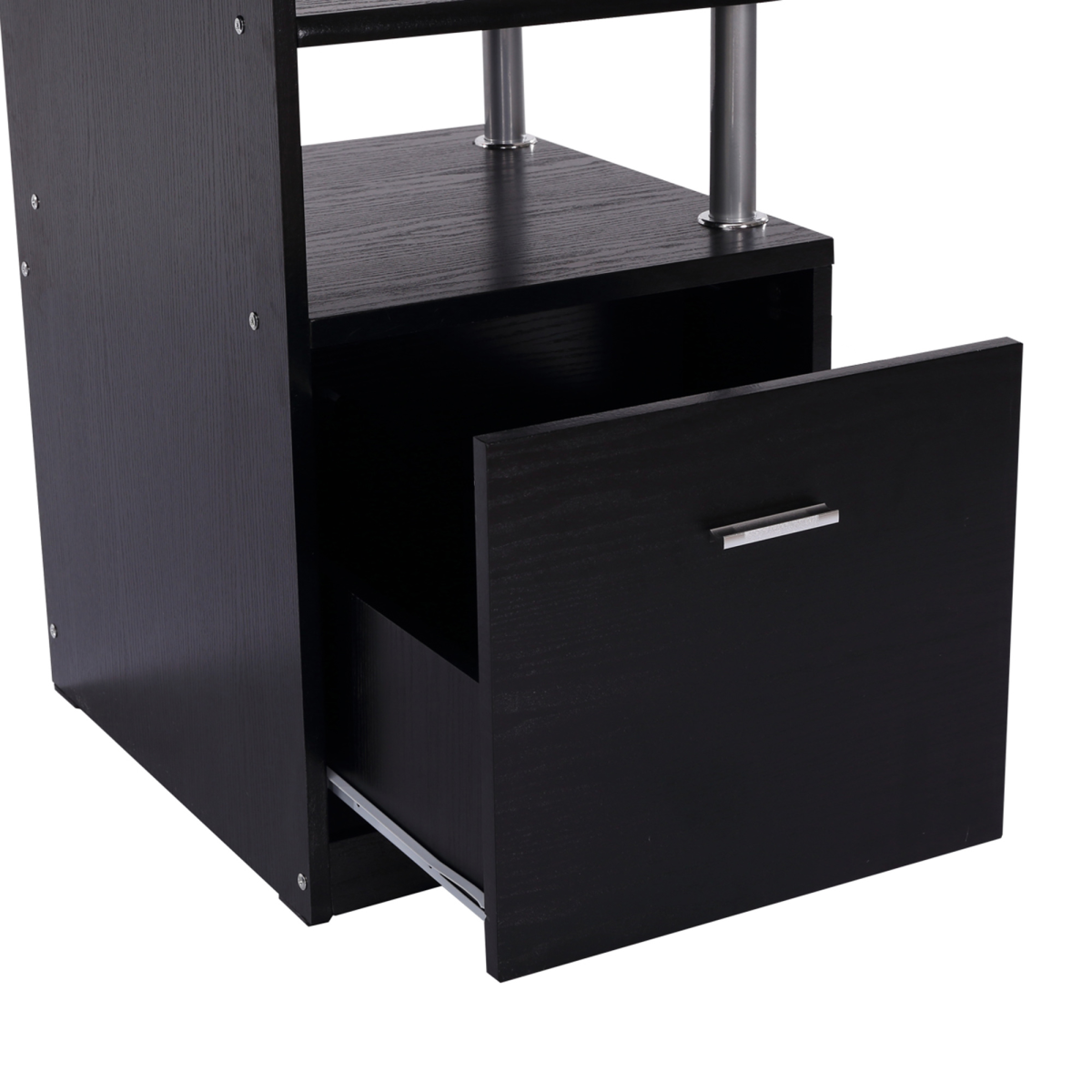 HOMCOM Wood Computer Desk with Pull-Out Keyboard Tray, Drawer & Shelves