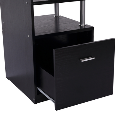 HOMCOM Wood Computer Desk with Pull-Out Keyboard Tray, Drawer & Shelves