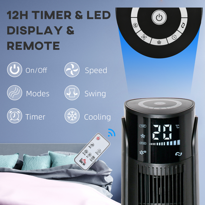 Quiet Air Cooler Evaporative Ice Cooling Tower Fan for Bedroom, Black - HTML