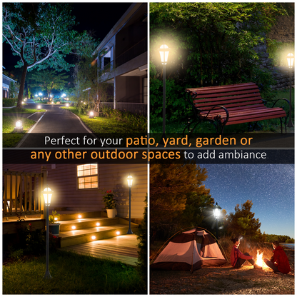 2-Pack Solar LED Garden Post Lights Adjustable Height UV Sensor Lantern, Black