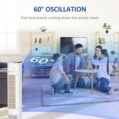 Quiet Evaporative Air Cooler with Humidifier & Ice Cooling Fan, White (HTML)