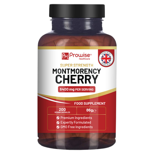 Montmorency Tart Cherry 6400mg Capsules (200) 50:1 Extract, Vegan Supplement