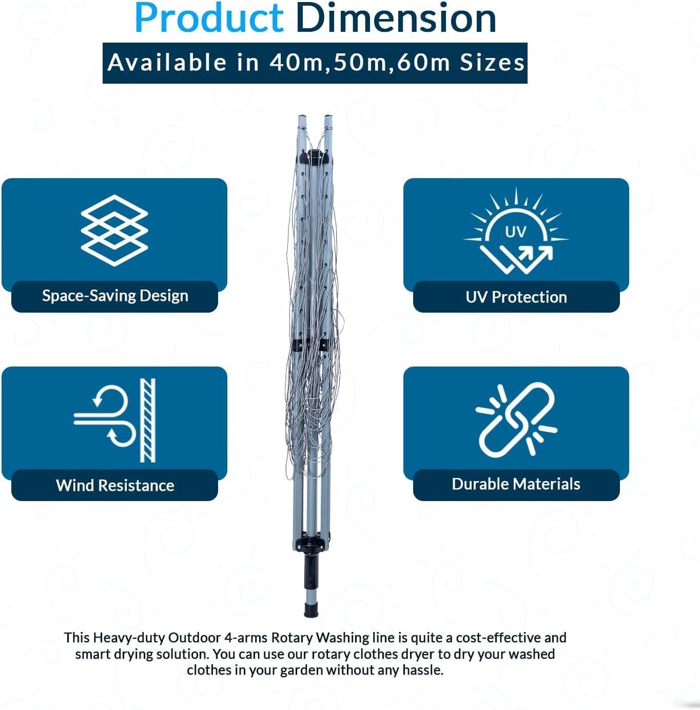 60M Rotary Airer Dryer Cover with Metal Spike