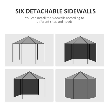Outsunny 3.9m Outdoor Gazebo Party Tent w/ Removable Side Walls, 6 Panels, White