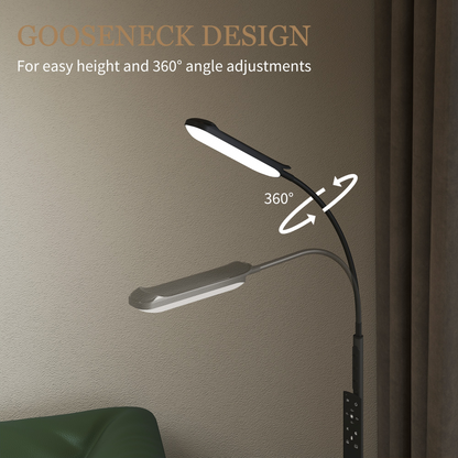 HOMCOM LED Floor Lamp, Black, Magnetic Remote, 5 Modes, 4 Brightness & Timer