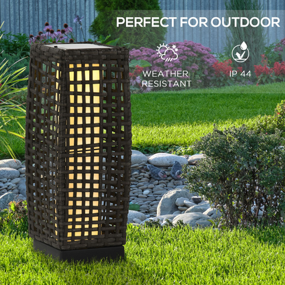 Outsunny Solar Rattan Lantern Outdoor, Warm White LED, Auto On/Off, IP44