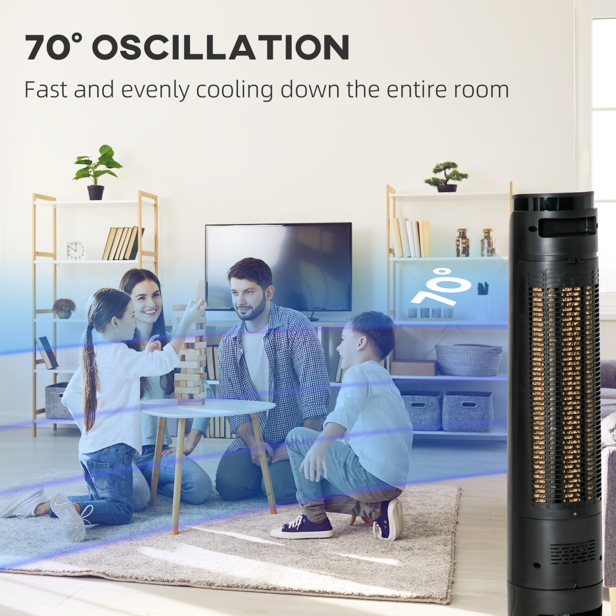 Quiet Air Cooler Evaporative Ice Cooling Tower Fan for Bedroom, Black - HTML