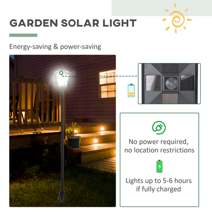 1.2M Dimmable Solar Post Light Outdoor Garden LED Lantern, IP44, Black