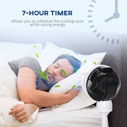 3-Speed Air Circulator Fan w/ Oscillation, Tilt & Remote (Black/White)