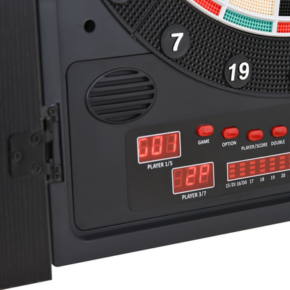 LED Electronic Dartboard with Digital Scoreboard, 27 Games & Storage Cabinet