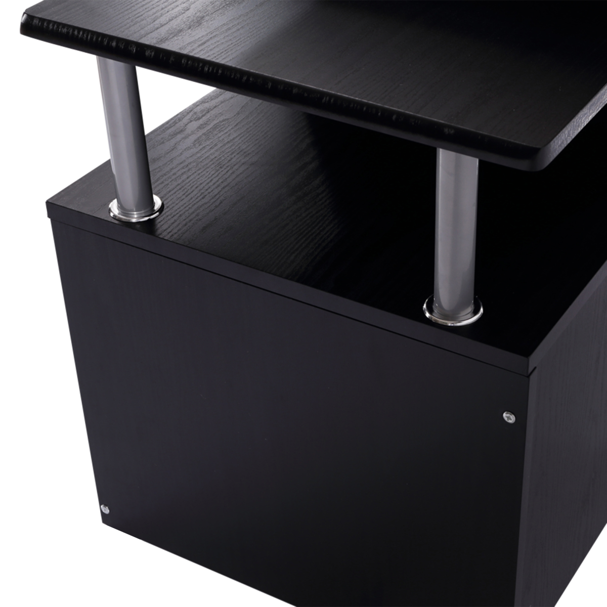 HOMCOM Wood Computer Desk with Pull-Out Keyboard Tray, Drawer & Shelves