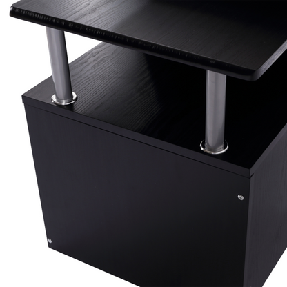 HOMCOM Wood Computer Desk with Pull-Out Keyboard Tray, Drawer & Shelves