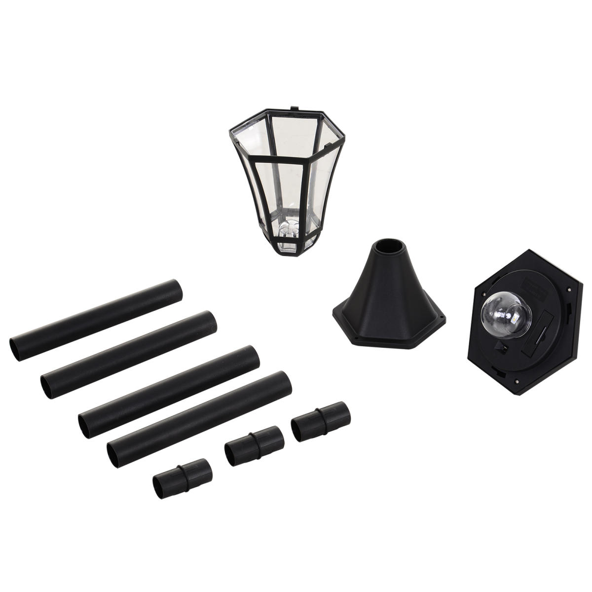 2-Pack Solar LED Garden Post Lights Adjustable Height UV Sensor Lantern, Black