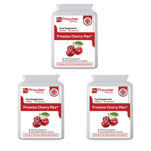 Cherry Max+ 2100mg (3-Pack) 90 Vegan Capsules, High Strength UK Made