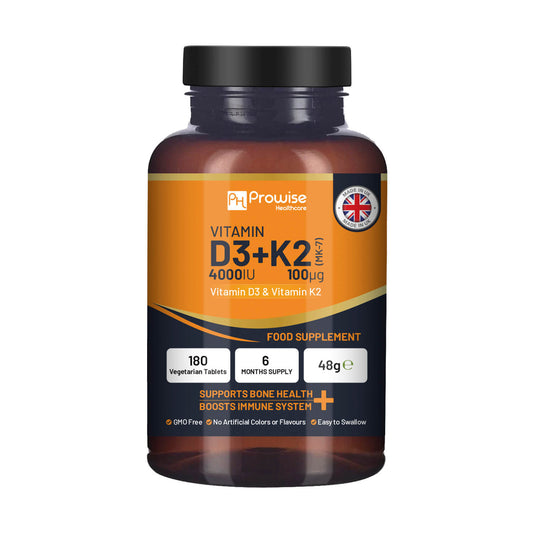 Vitamin D3 4000IU + K2 MK7 100µg Vegetarian Supplement, 180 Tablets