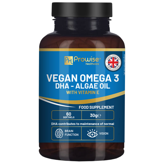 Prowise Vegan Omega-3 DHA Algae Oil 60 Softgels with Vitamin E, 400mg