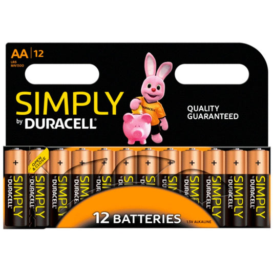 Duracell Simply AA Non-Rechargeable Batteries, 12-Pack
