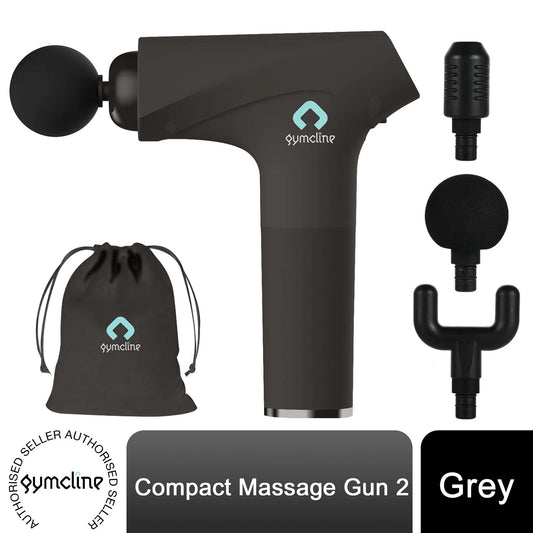 Gymcline Compact Massage Gun, 1500mAh Battery, 3 Speed Modes, Grey