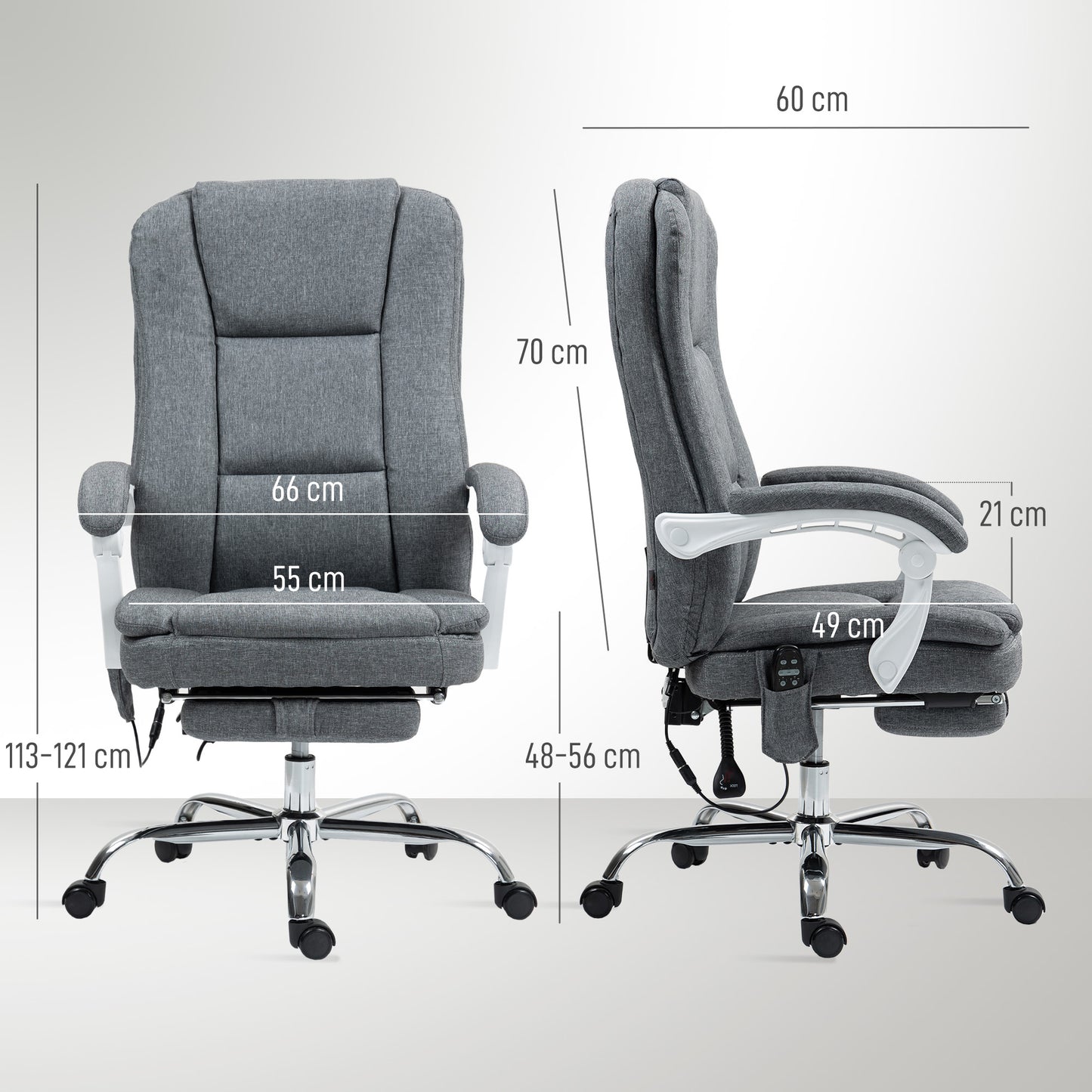 Heat Massage Recliner Chair with 6-Point Vibration, 8 Modes & 135° Lounge Grey