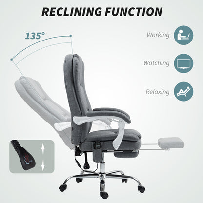 Heat Massage Recliner Chair with 6-Point Vibration, 8 Modes & 135° Lounge Grey