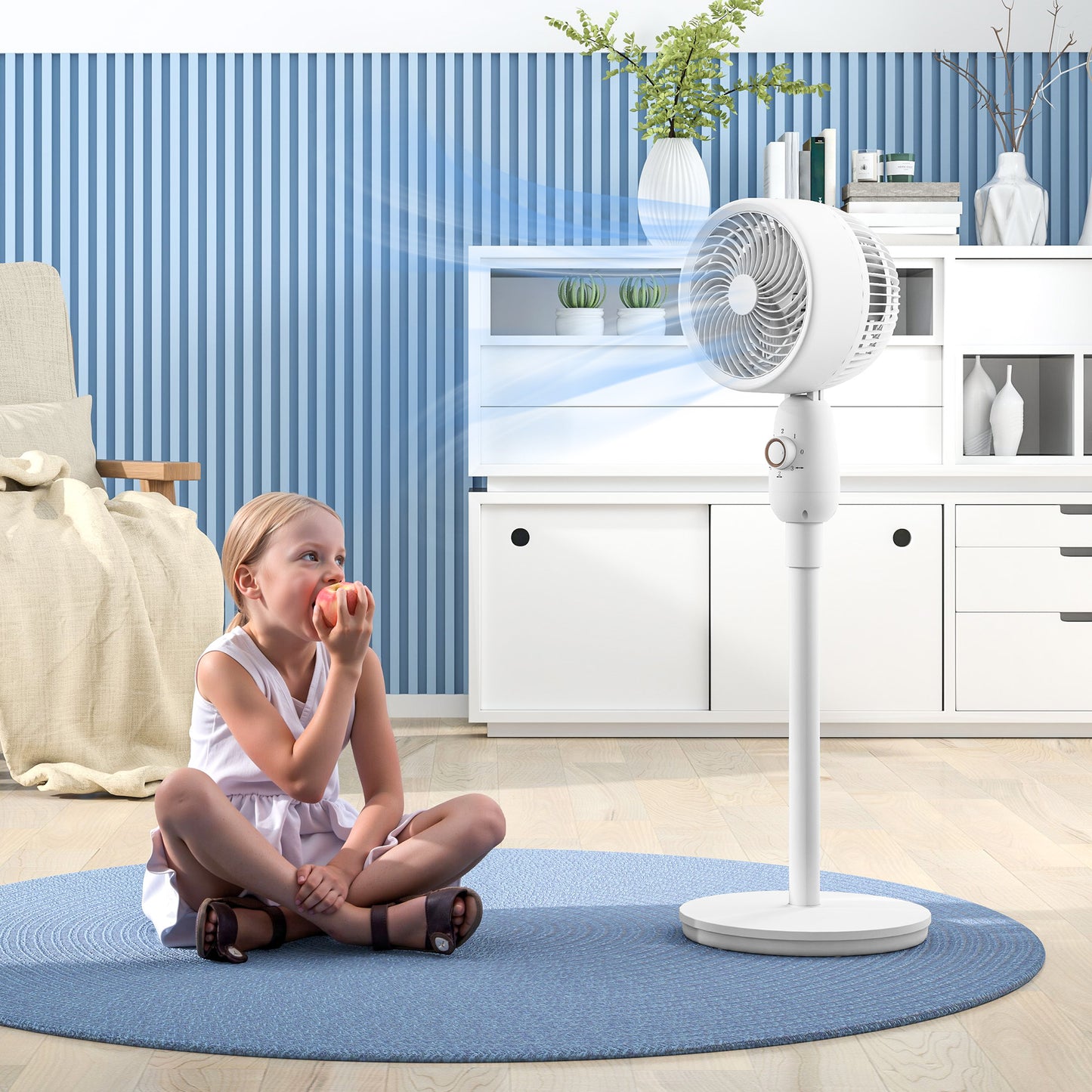 White Oscillating Air Circulator Fan with 3 Speeds for Cooling & Ventilation