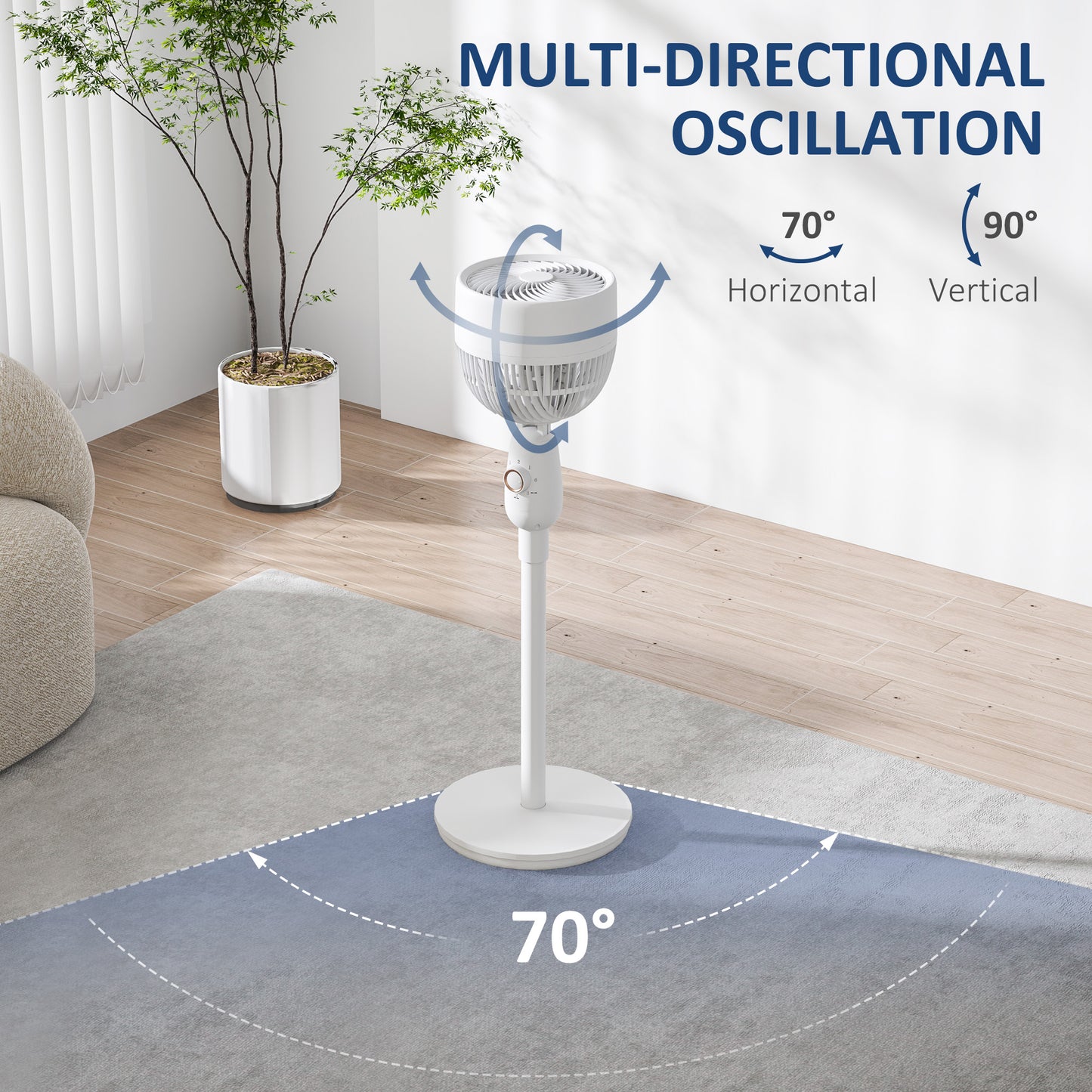 White Oscillating Air Circulator Fan with 3 Speeds for Cooling & Ventilation