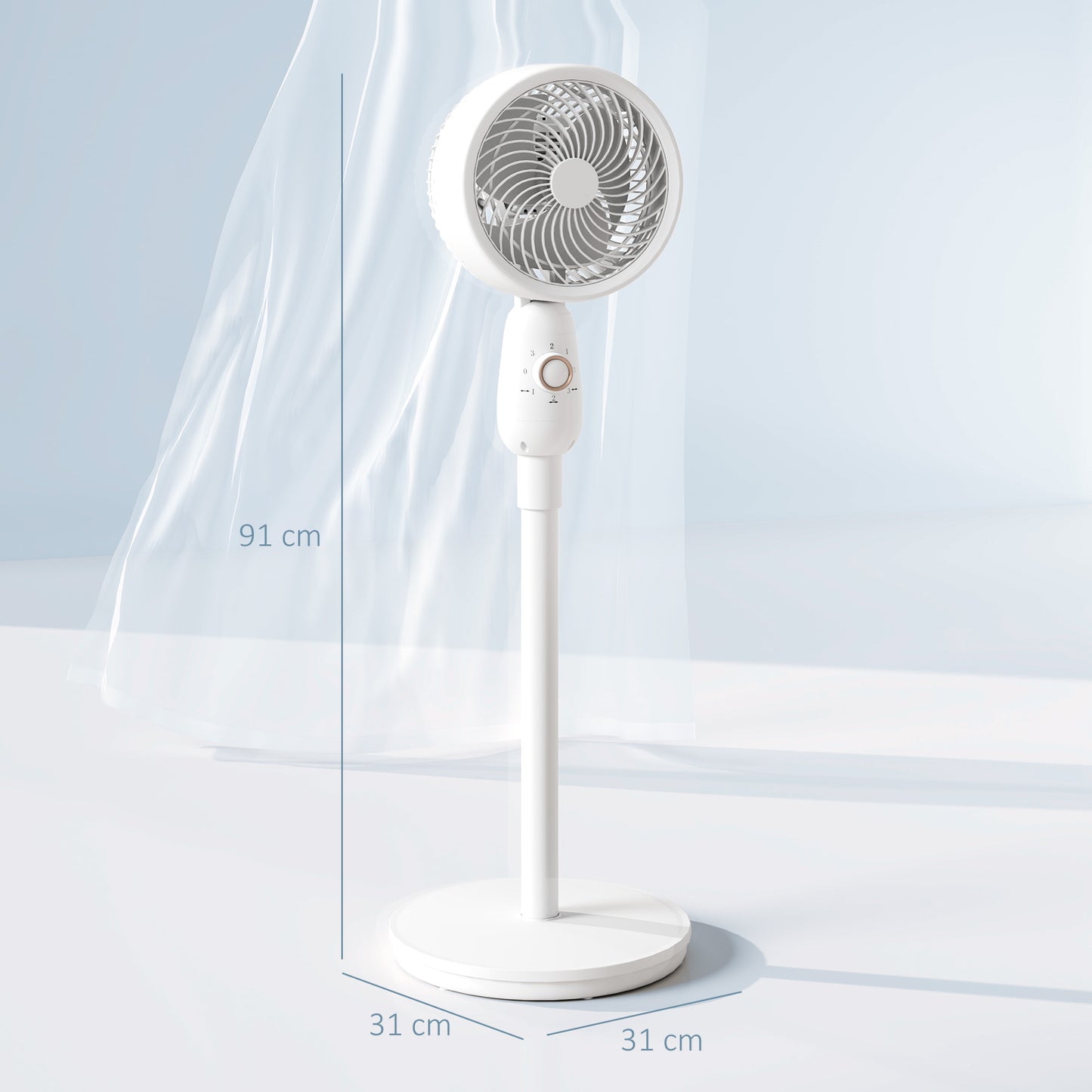 White Oscillating Air Circulator Fan with 3 Speeds for Cooling & Ventilation