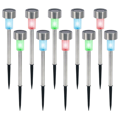 Vinsani Colour-Changing Solar LED Stick Lights (10-Pack), Waterproof Outdoor Pathway Markers