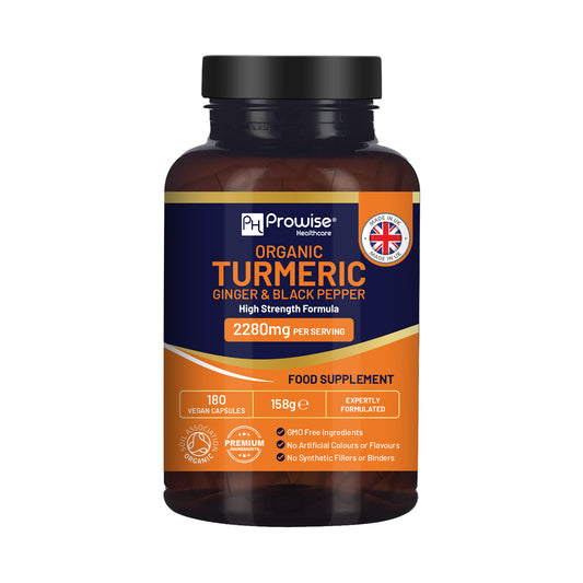 Organic Turmeric 2280mg (3 Caps) w/ Black Pepper & Ginger, 180 Vegan Caps