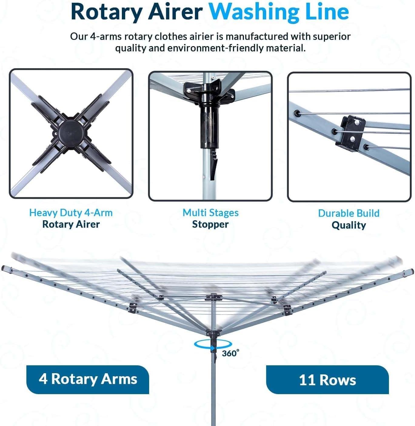 60M Rotary Airer Dryer Cover with Metal Spike
