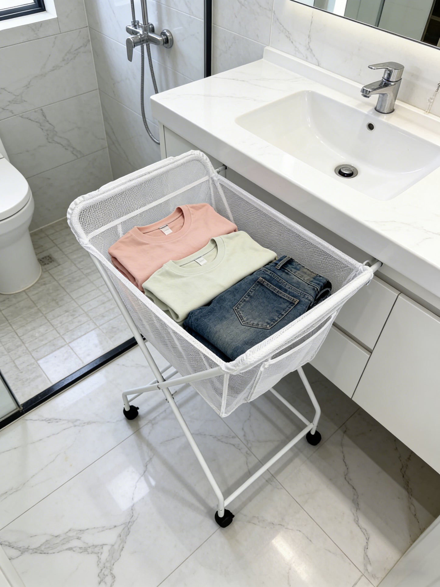 No-Bend Laundry Trolley for Easy Carrying & Stain-Free Laundry Transfer
