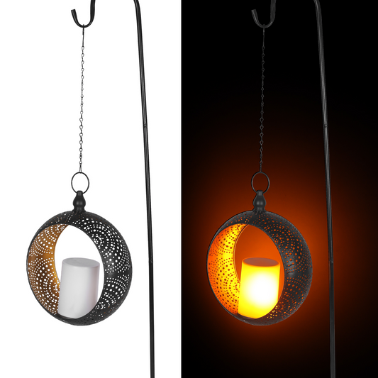 Solar Metal Garden Decoration with LED Candle Light, Iron, Warm Glow