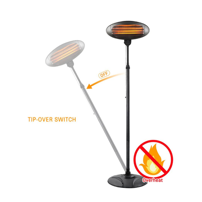 Debonair Adjustable Height Waterproof Quartz Patio Heater for Indoor/Outdoor Use