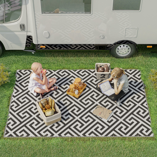 Outsunny Reversible Outdoor Rug 121x182cm Portable Straw Polypropylene RV Picnic