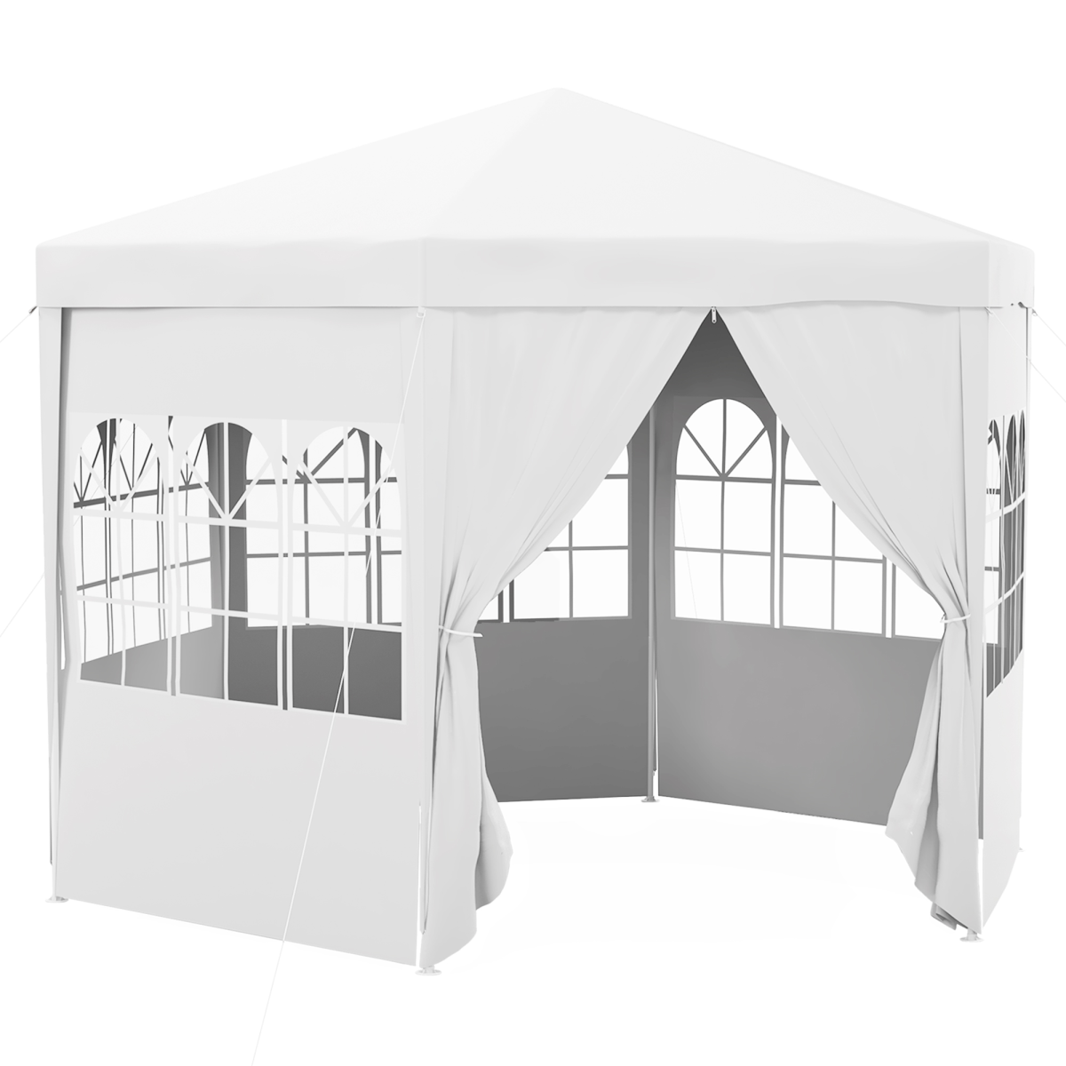 Outsunny 3.9m Outdoor Gazebo Party Tent w/ Removable Side Walls, 6 Panels, White