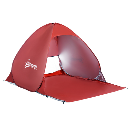 Outsunny Instant Pop-Up Beach Tent 2-3 Person Sun Shade Shelter Red