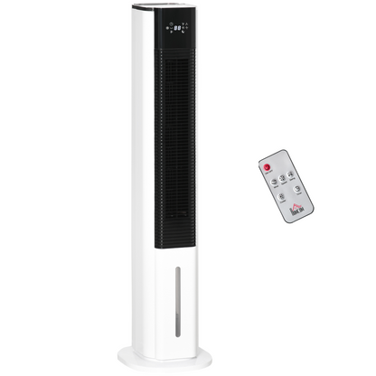Quiet Evaporative Air Cooler with Humidifier & Ice Cooling Fan, White (HTML)