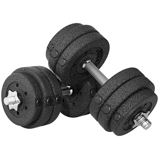 HOMCOM 30KG Adjustable Dumbbells Set with Non-Slip Grip, Steel Weights, Black