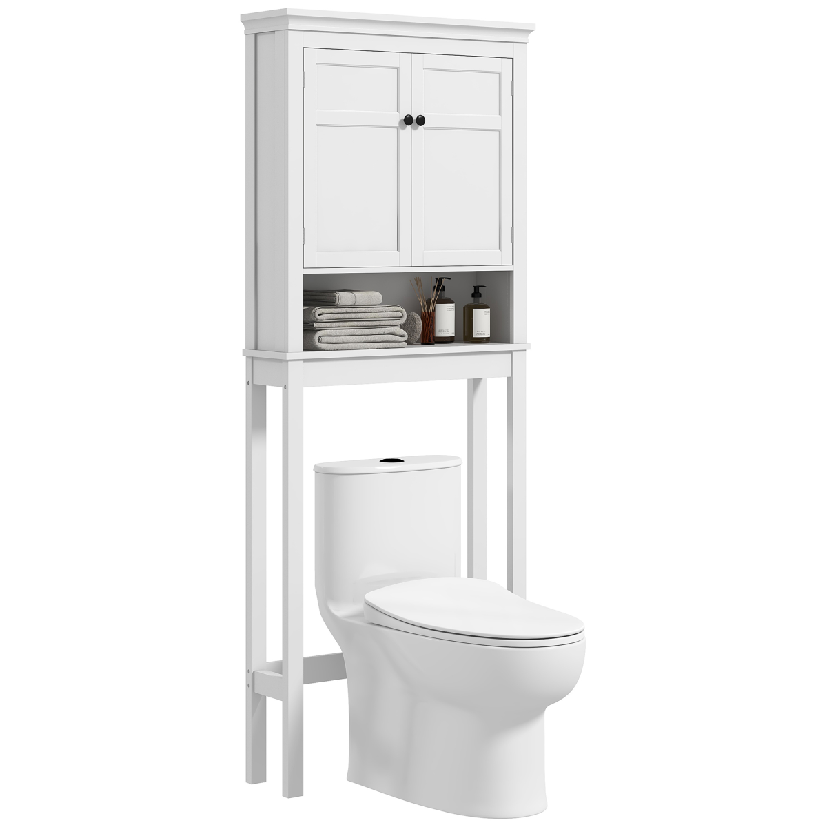HOMCOM 3-Tier Over Toilet Storage Cabinet with Adjustable Shelves, White